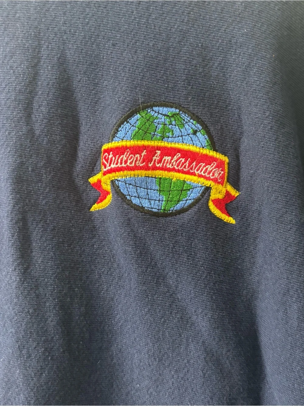 Vintage Lee Embroidered Globe Crewneck Sweatshirt Navy Blue Retro Streetwear